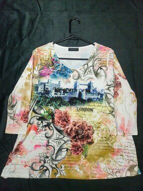 Sea and Anchor Colorway London Print Long Sleeve Graphic Tee Top 🇬🇧✨